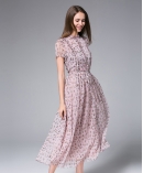 Little flowers Printed Chiffon Maxi Dress